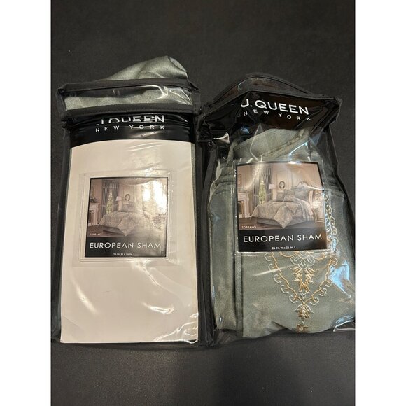 2 J. Queen New York Soprano European Sham 26"x26" Elegant Embroidery Design Poly - Picture 2 of 6